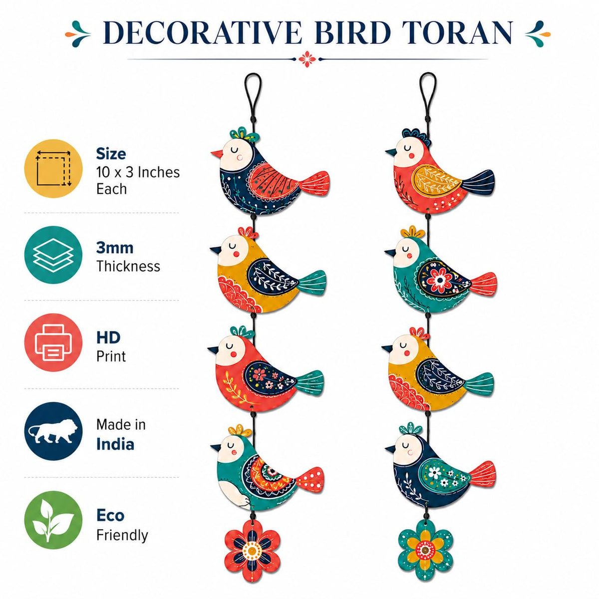Zesta Birds Toran – 1 MDF wooden wall hanging - image 4