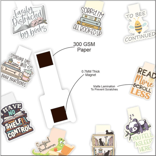 Quirky Magnetic Bookmark Pack of 9.