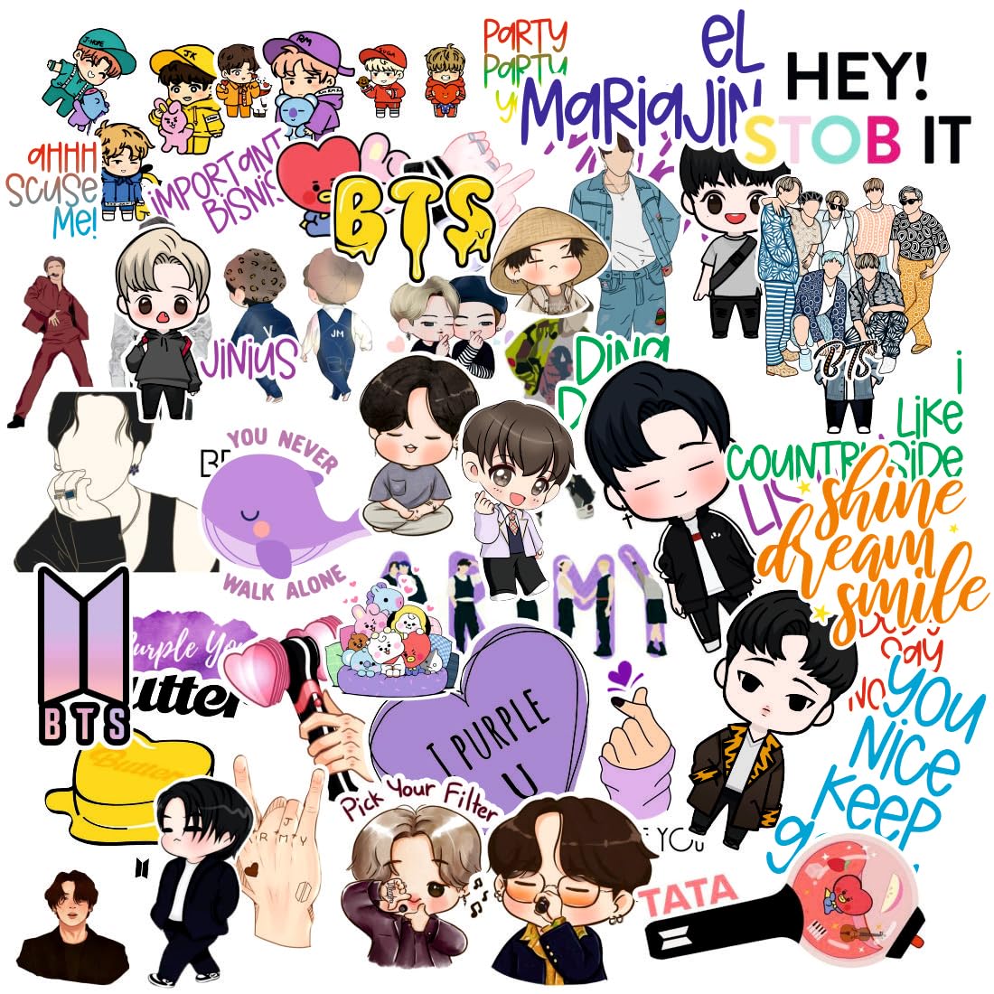 BTS Vinyl Waterproof Sticker (pack of 50).