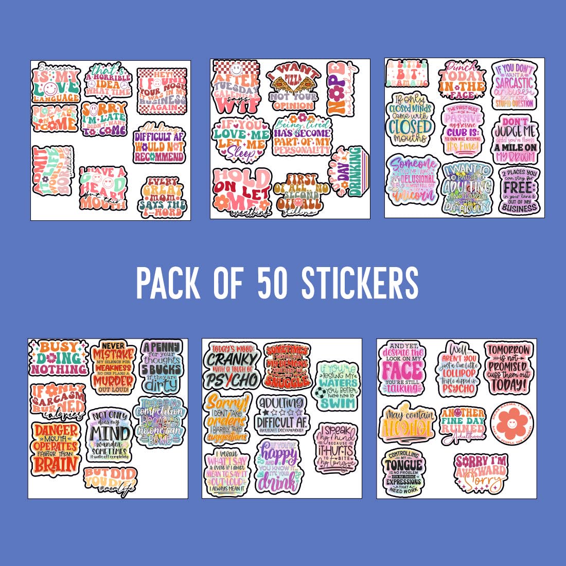 Quirky Waterproof Sticker (pack of 50).