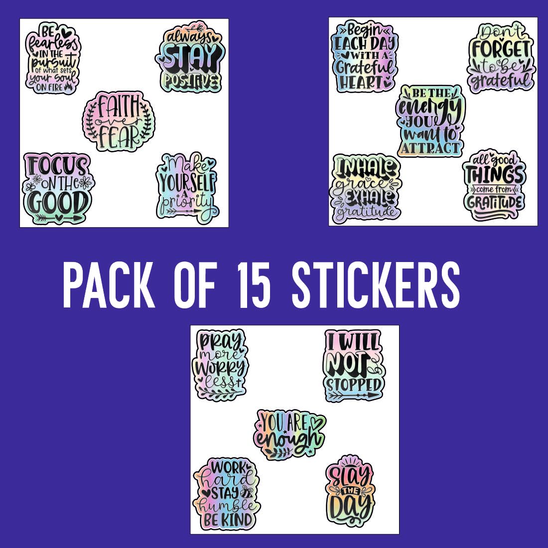 Motivational Vinyl Waterproof Sticker (pack of 15).