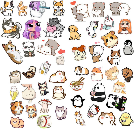 Kawaii Vinyl Waterproof Sticker (pack of 50).