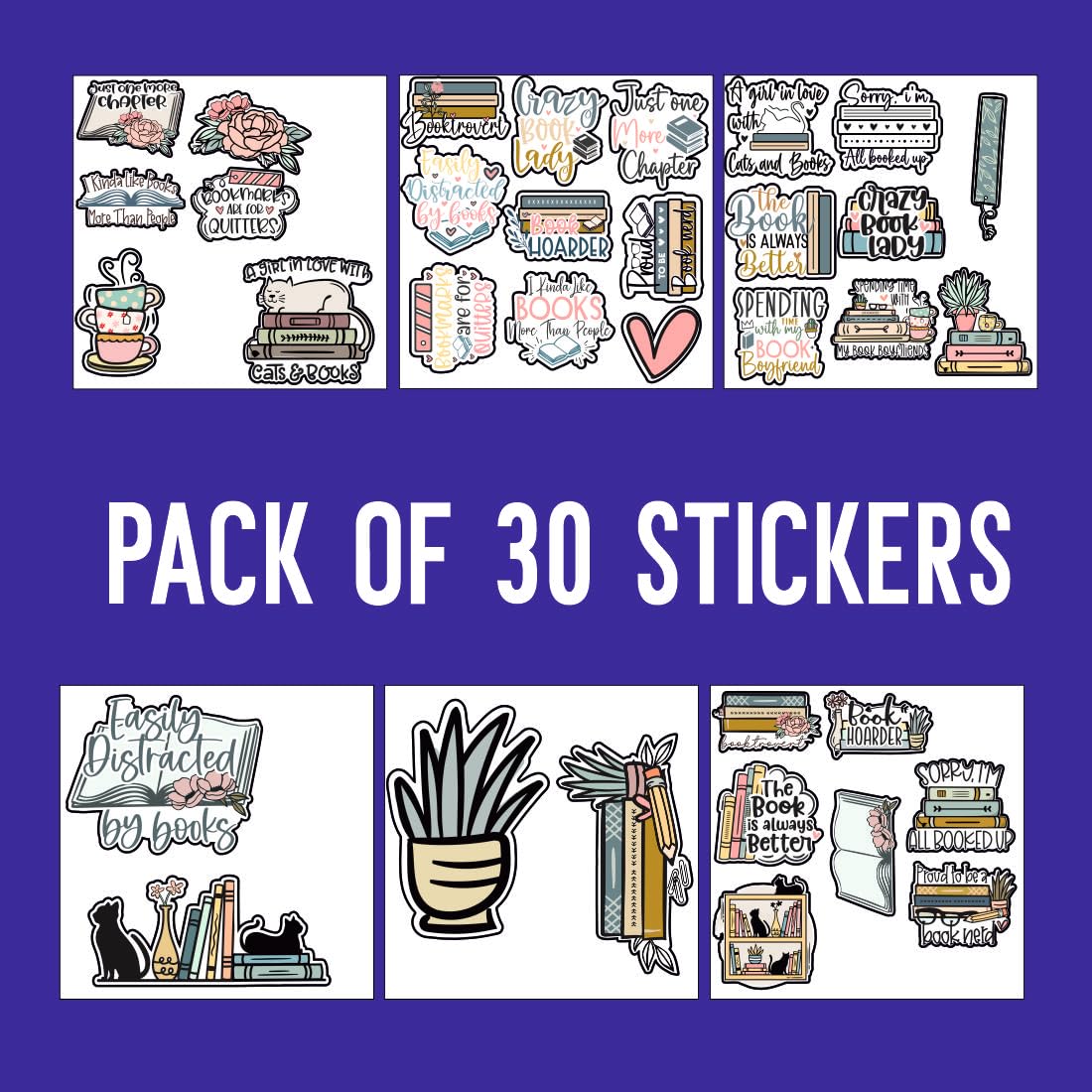 Book Lover Waterproof Sticker (pack of 30).
