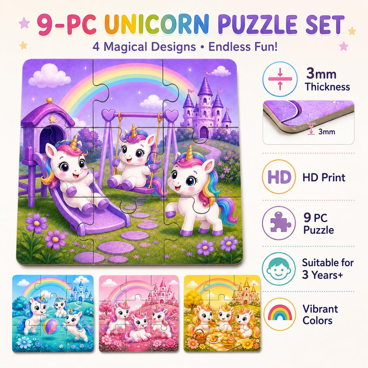 Zesta Unicorn 9-piece wooden jigsaw puzzle - image 4