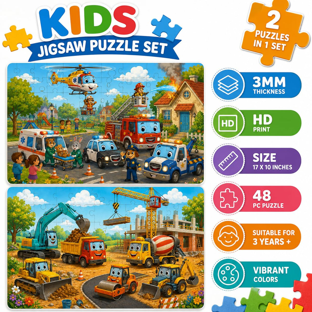 Zesta Construction & Rescue 48-piece wooden jigsaw puzzle - image 3