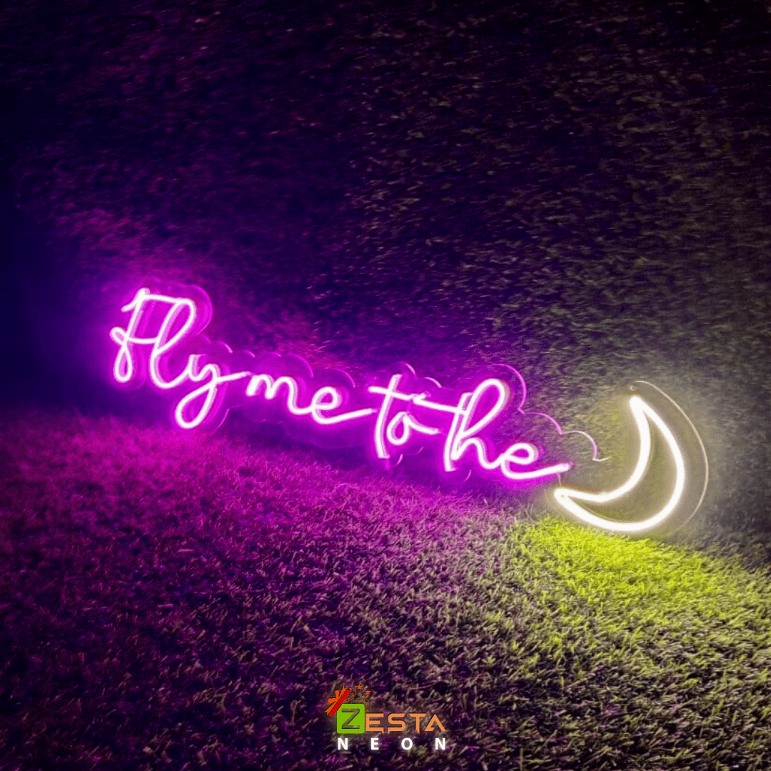 Fly me to the Moon Custom Neon LED Quote.