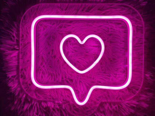 Instagram heart neon sign.