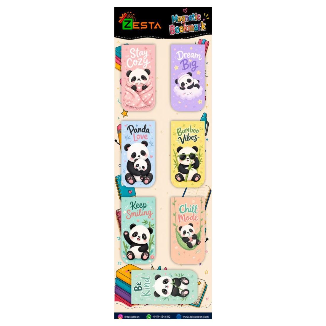 Zesta Panda New Magnetic Bookmarks – Set of 7 – image 1