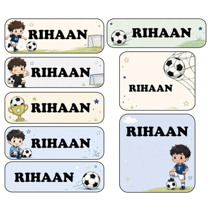 Zesta football personalised name stickers for kids, pack of 40 - image 1