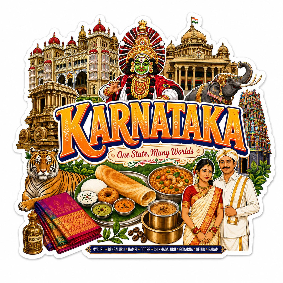Zesta Karnataka wooden fridge magnet - image 1
