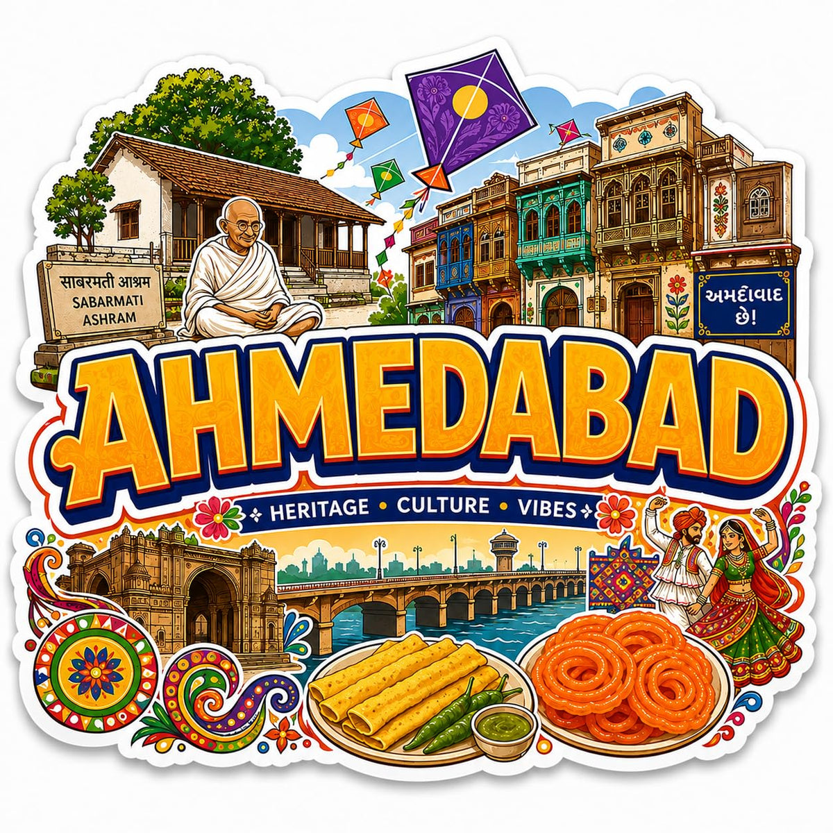 Zesta Ahmedabad wooden fridge magnet - image 1