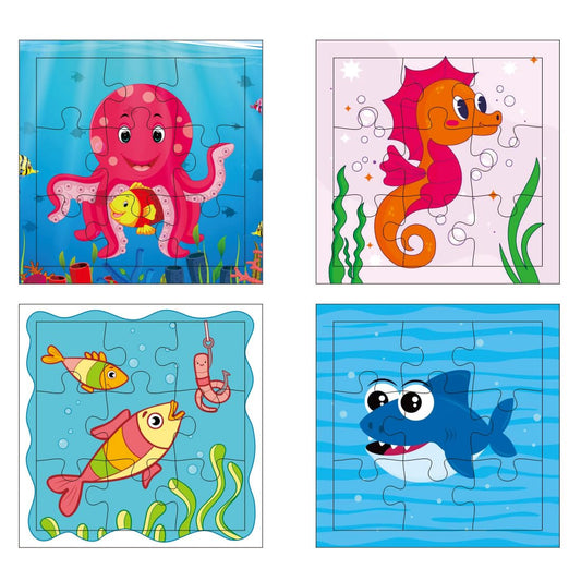 Otidge Sea Animals wooden jigsaw puzzles, pack of 4 - image 1