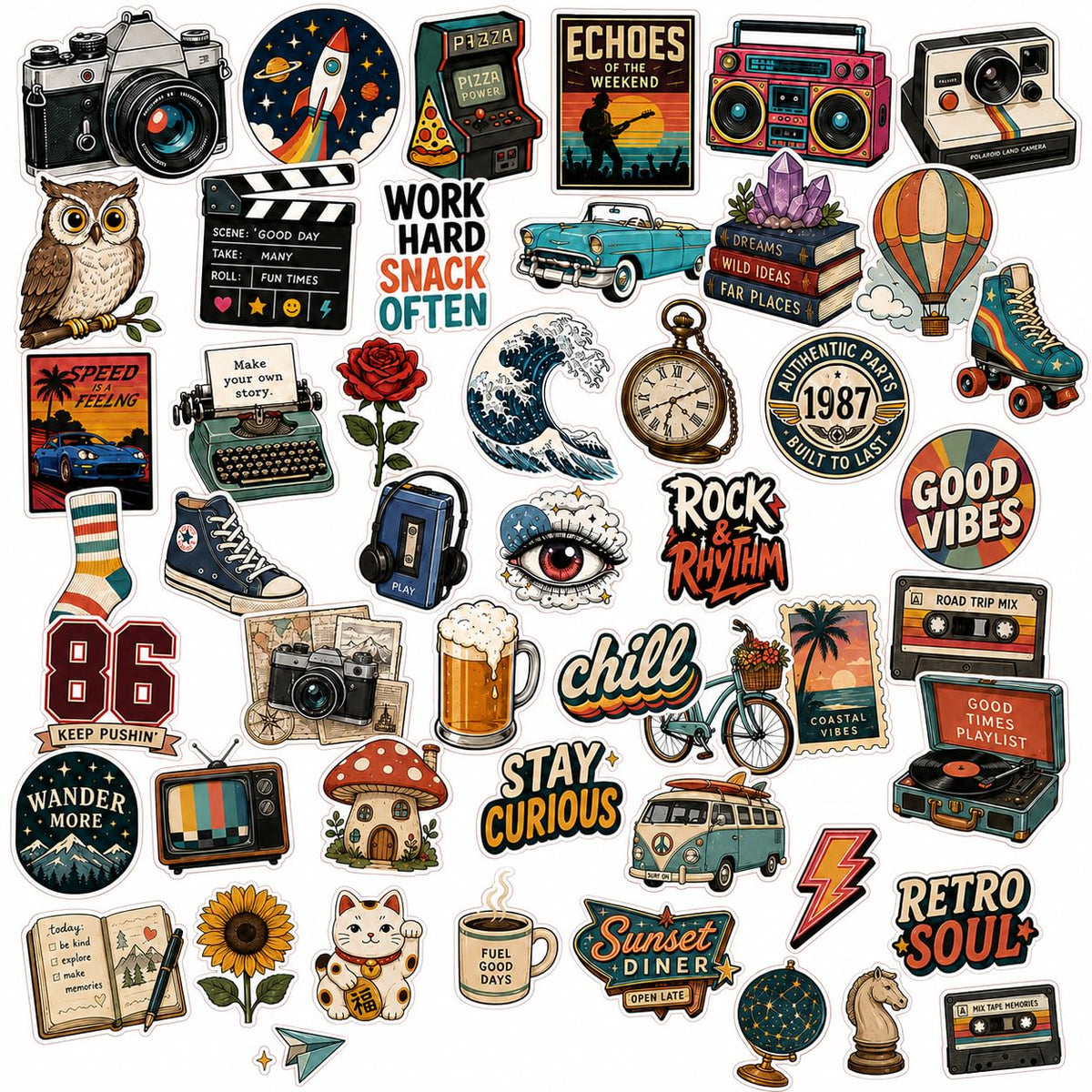 Zesta Vintage Vinyl Stickers – Pack of 50 – image 1