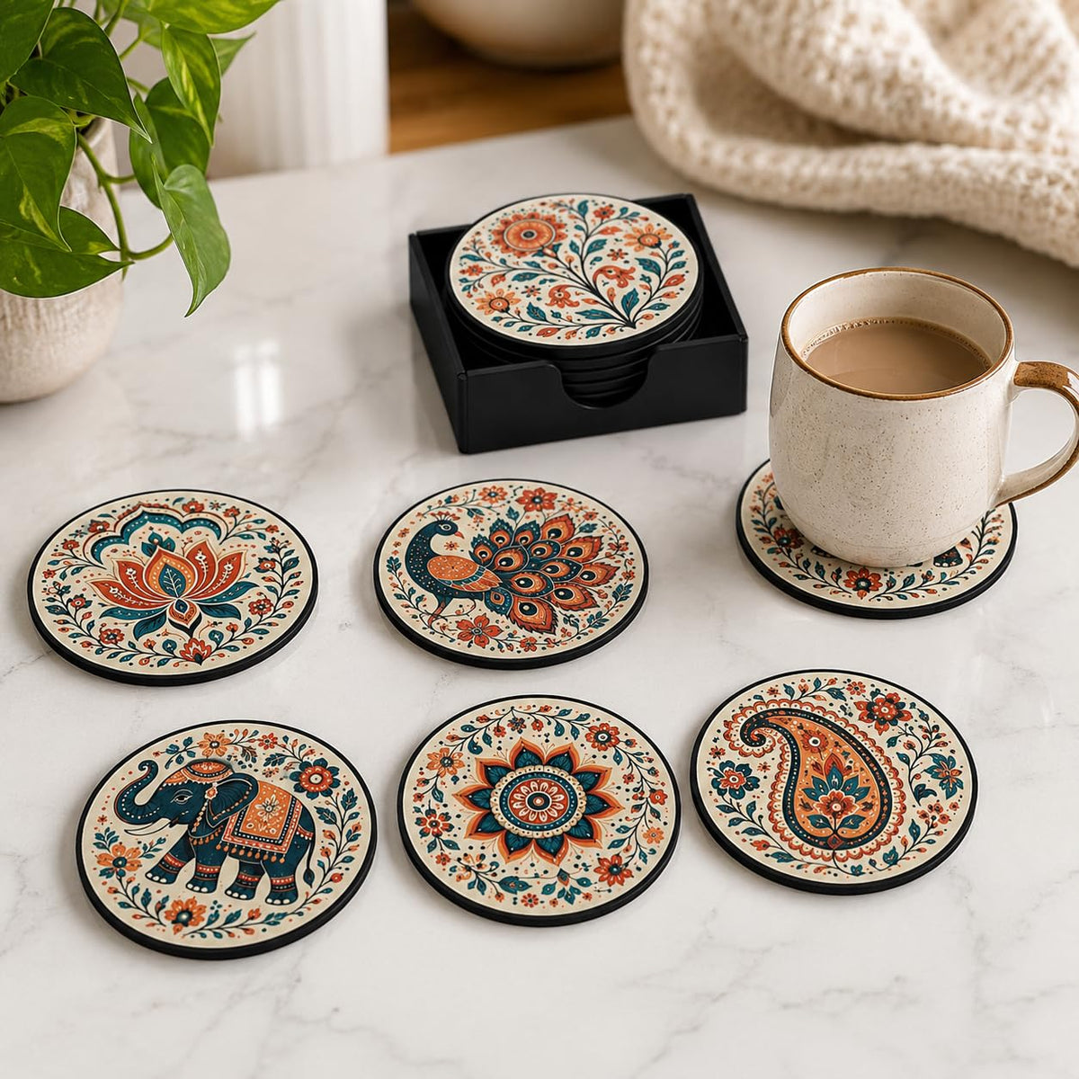 Zesta Abstract 2 Wooden Coasters – Set of 6 – image 2
