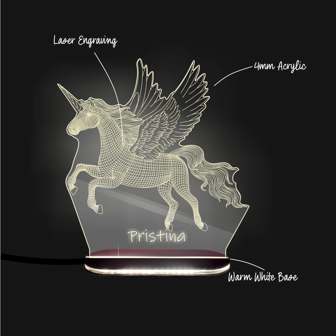 Otidge Unicorn Personalised LED Name Lamp – image 2