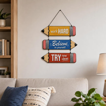 Zesta Work Believe Try MDF wooden wall hanging - image 3