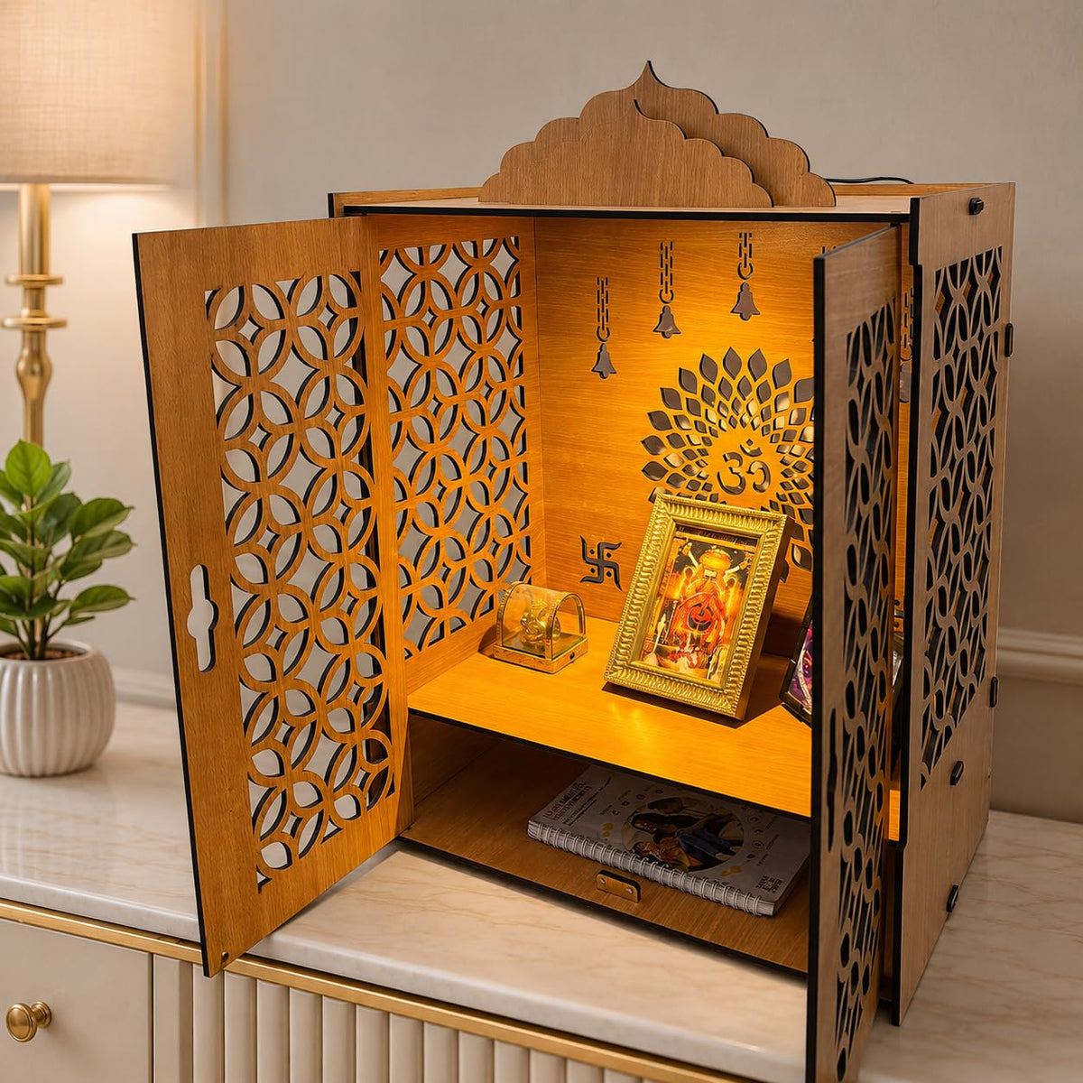 Zesta Big Mandir With Door DIY Wooden Mandir – image 3