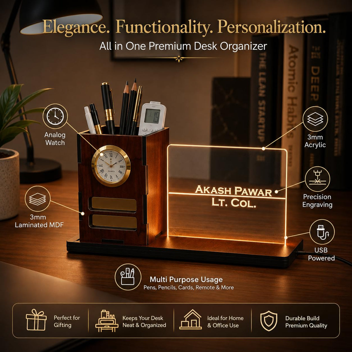 Zesta Personalised Pen Holder with Analog Watch – image 16