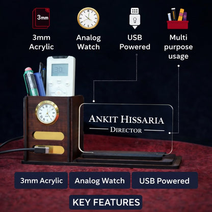 Zesta Personalised Pen Holder with Analog Watch – image 3