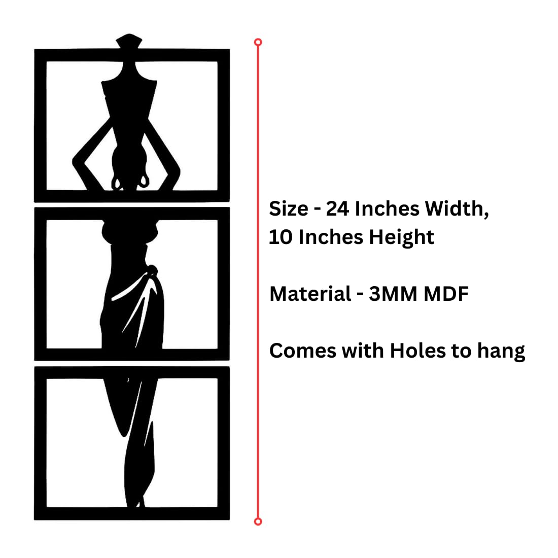 Zesta Single Woman MDF wooden wall hanging - image 3
