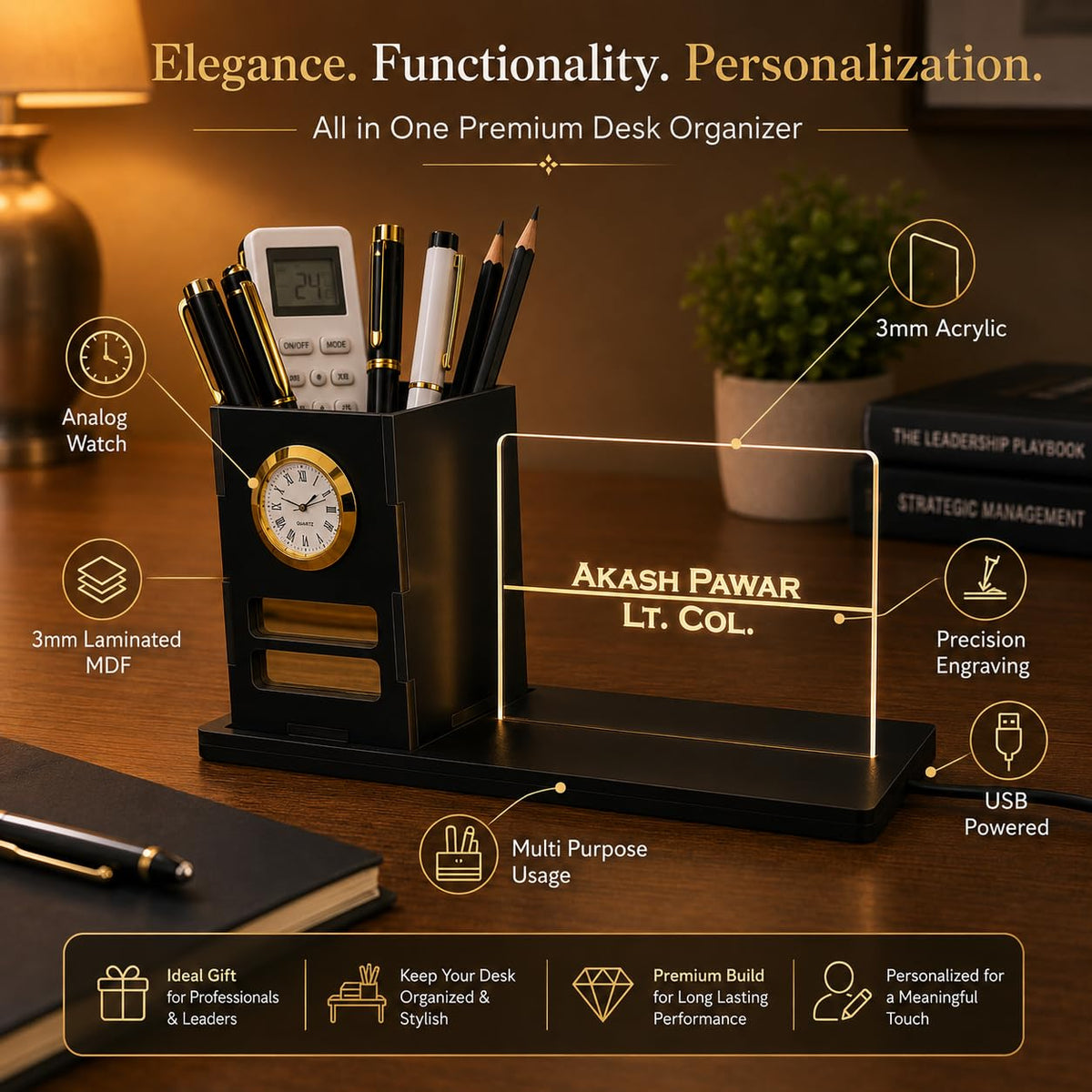 Zesta Personalised Pen Holder with Analog Watch – image 10