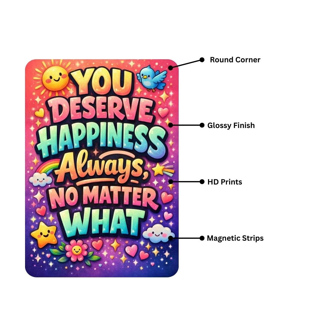 Zesta You Deserve Happiness self-adhesive MDF wooden wall hanging - image 3