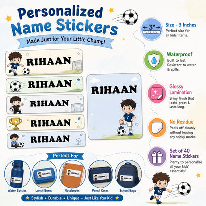 Zesta football personalised name stickers for kids, pack of 40 - image 4