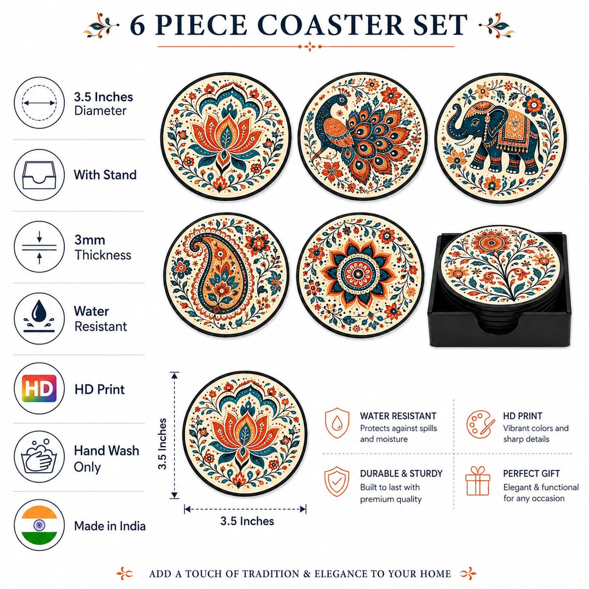 Zesta Abstract 2 Wooden Coasters – Set of 6 – image 4