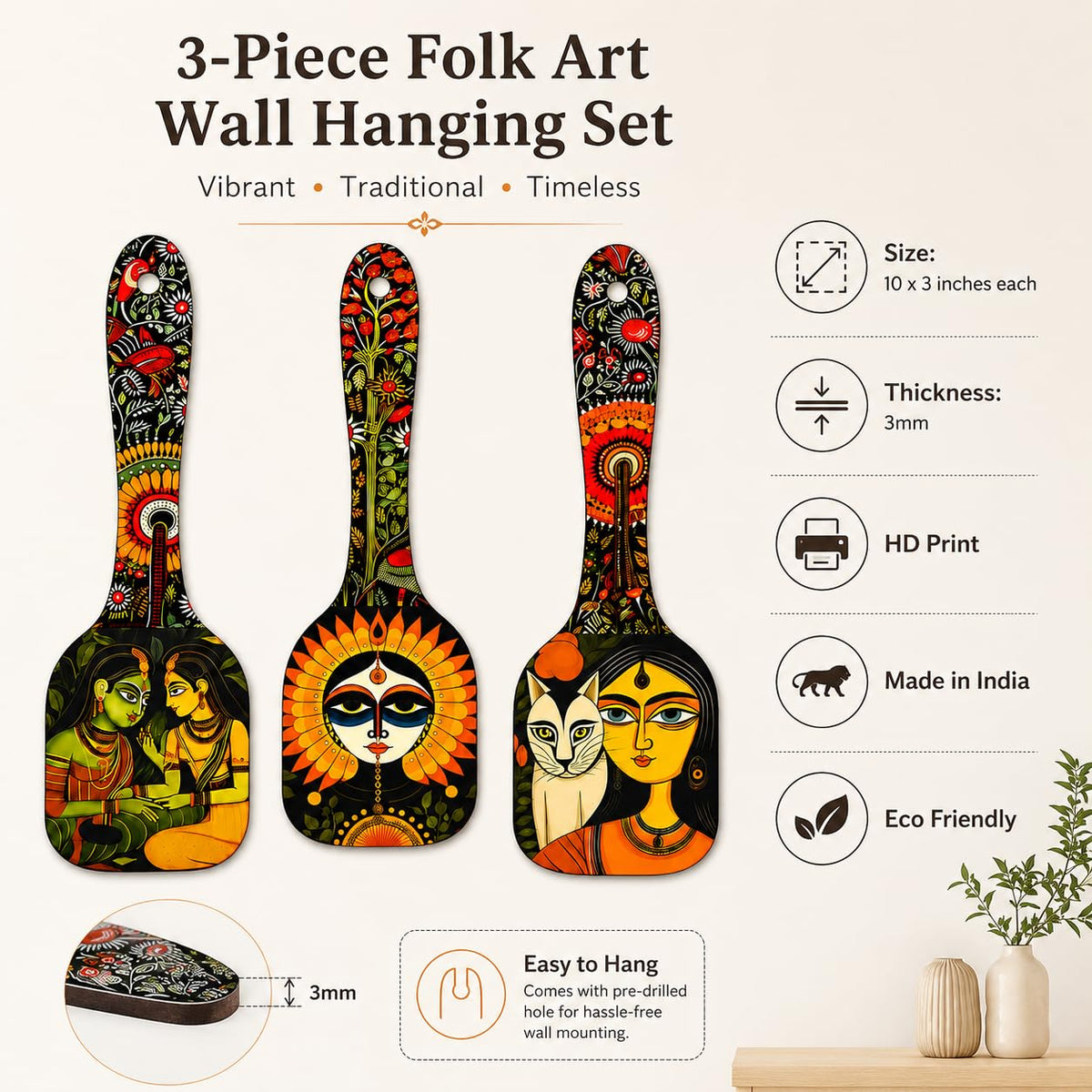 Zesta Rajasthani Spoon MDF wooden wall hanging - image 4