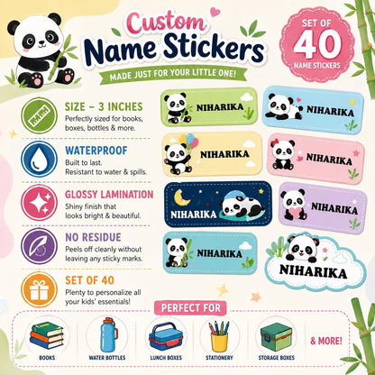 Zesta panda personalised name stickers for kids - image 4