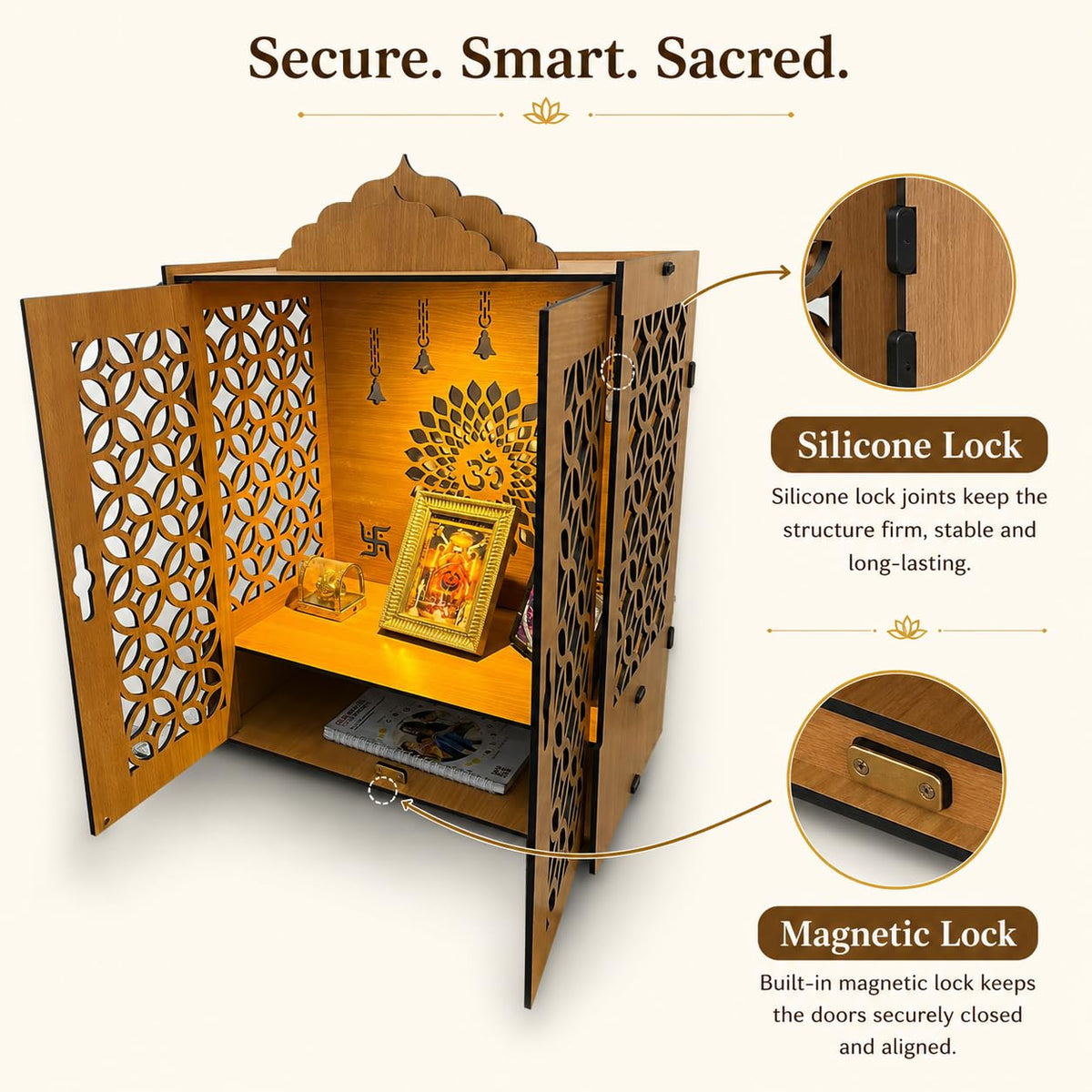 Zesta Big Mandir With Door DIY Wooden Mandir – image 5