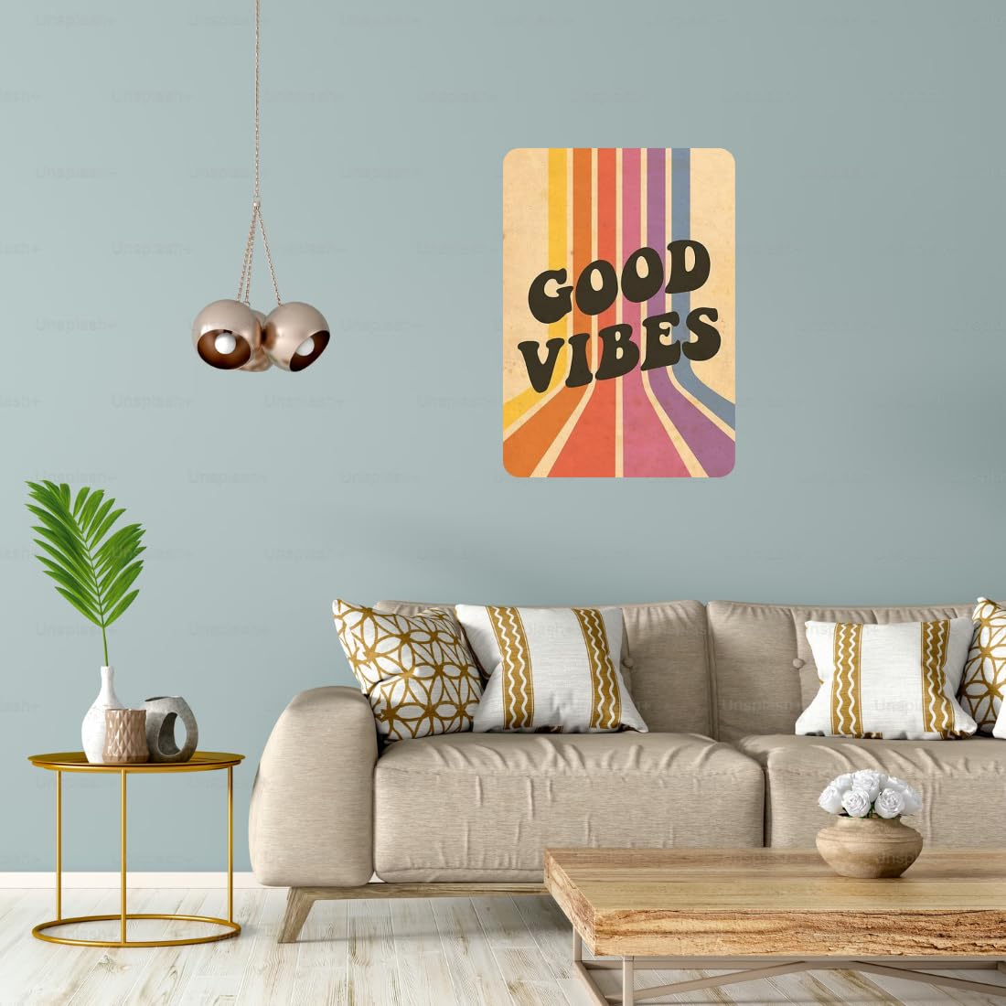 Zesta Good Vibes self-adhesive MDF wooden wall hanging - image 5