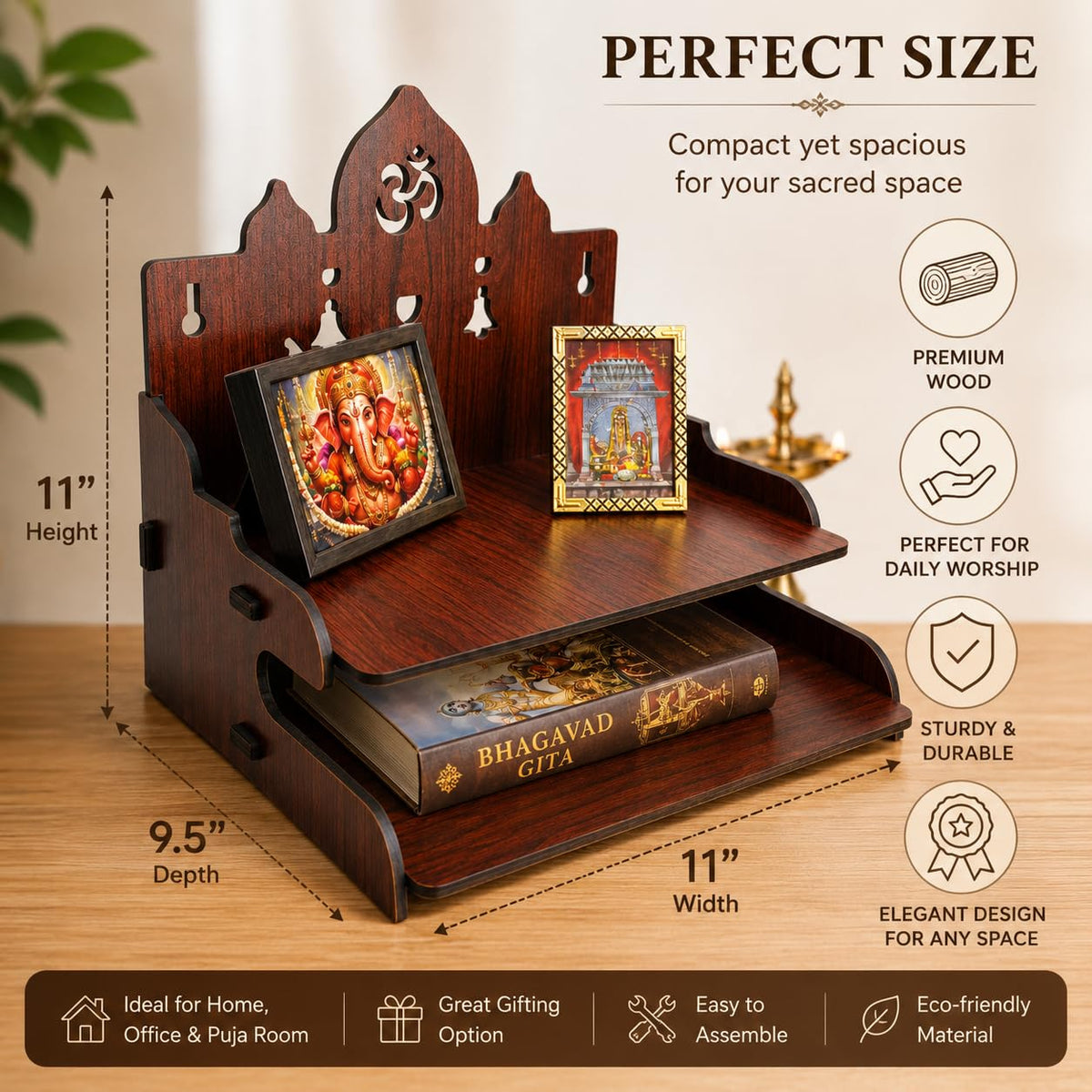 Zesta Temple With 2 Steps DIY Wooden Mandir – image 6