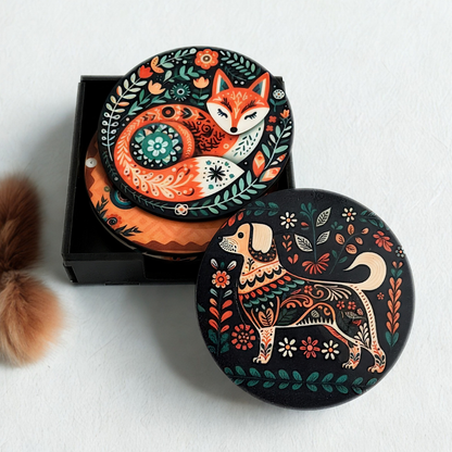 Abstract Animal MDF Printed Coasters Set of 6 with Holder | Waterproof & Durable