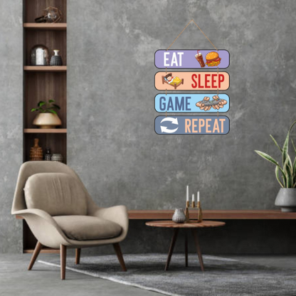 Eat Sleep Game Repeart MDF Wall Decor