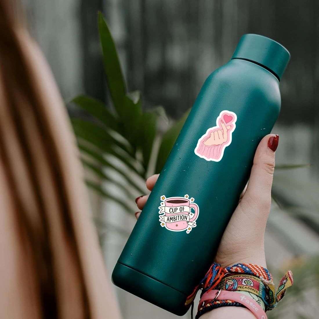 pink love waterproof vinyl stickers lifestyle use for laptop journal and water bottle
