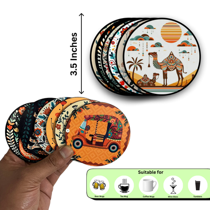 Beer Theme MDF Printed Coasters Set of 6 with Holder | Waterproof & Durable
