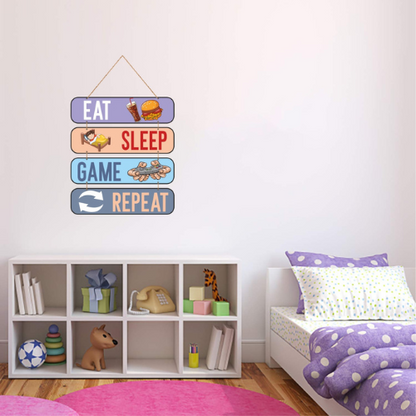 Eat Sleep Game Repeart MDF Wall Decor