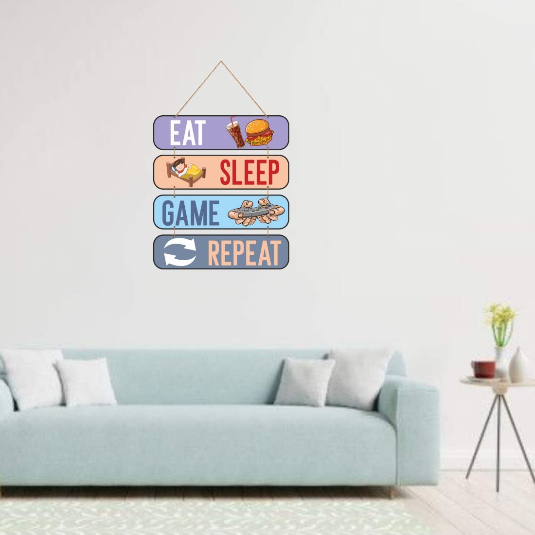 Otidge Eat Sleep Game Repeat MDF wooden wall hanging - image 6