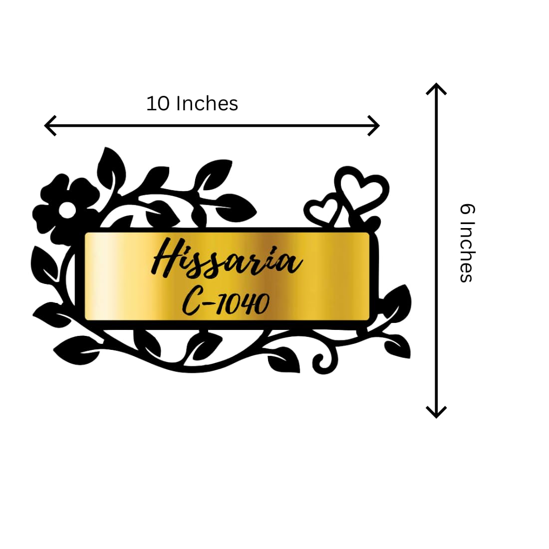 floral custom name plate for home feature and material detail