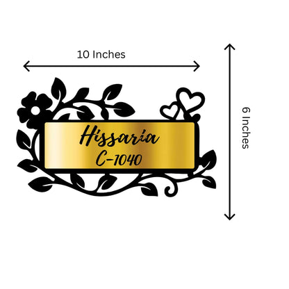 floral custom name plate for home feature and material detail