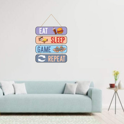 Eat Sleep Game Repeart MDF Wall Decor