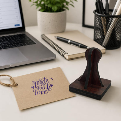 Zesta Made with Love wooden rubber stamp with black inkpad - image 1