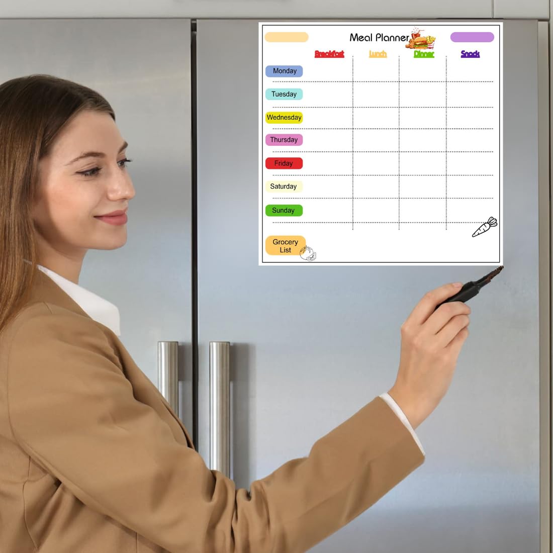 Magnetic Planner for Fridge - Meal Planner