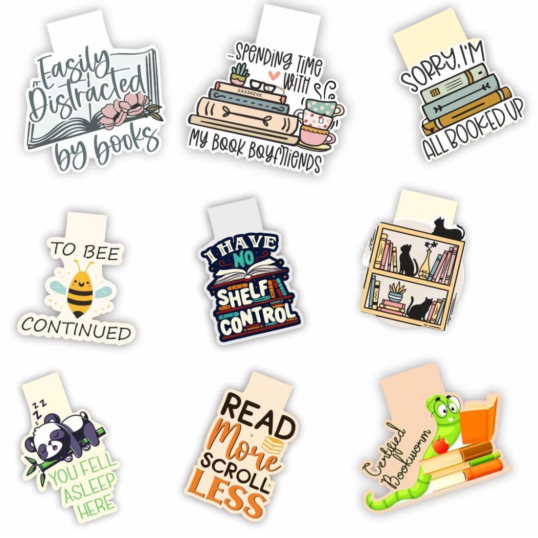 Quirky Magnetic Bookmark Pack of 9