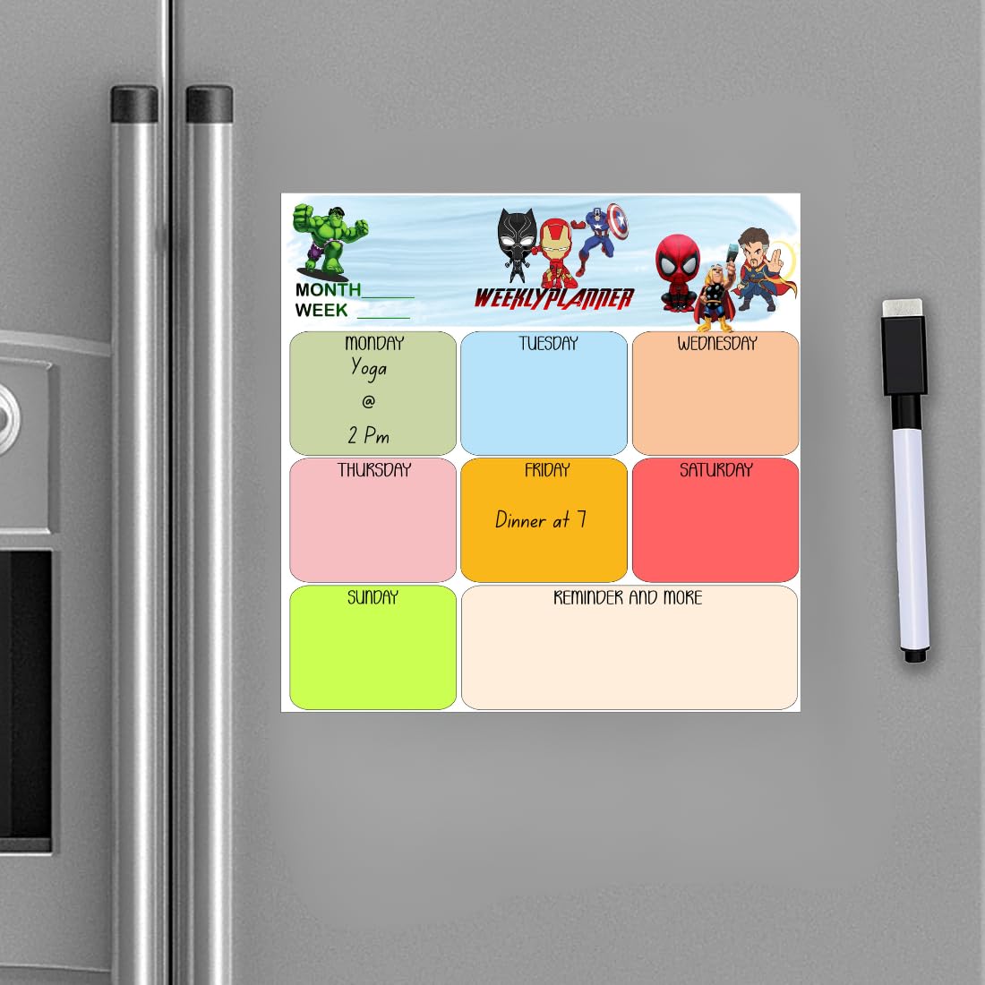 Magnetic Planner for Fridge - Avengers