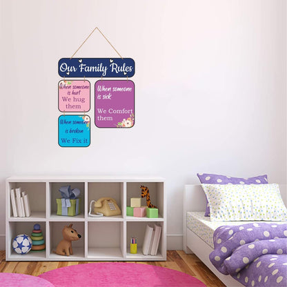 Otidge Family Rules MDF wooden wall hanging - image 2