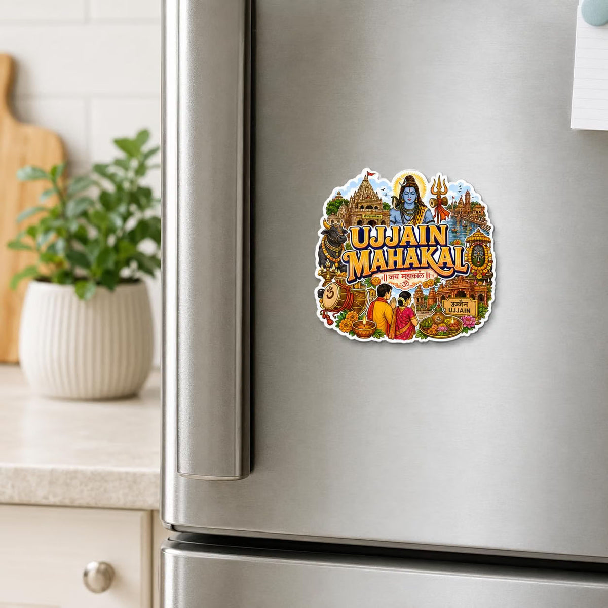Zesta Ujjain Mahakal wooden fridge magnet - image 1