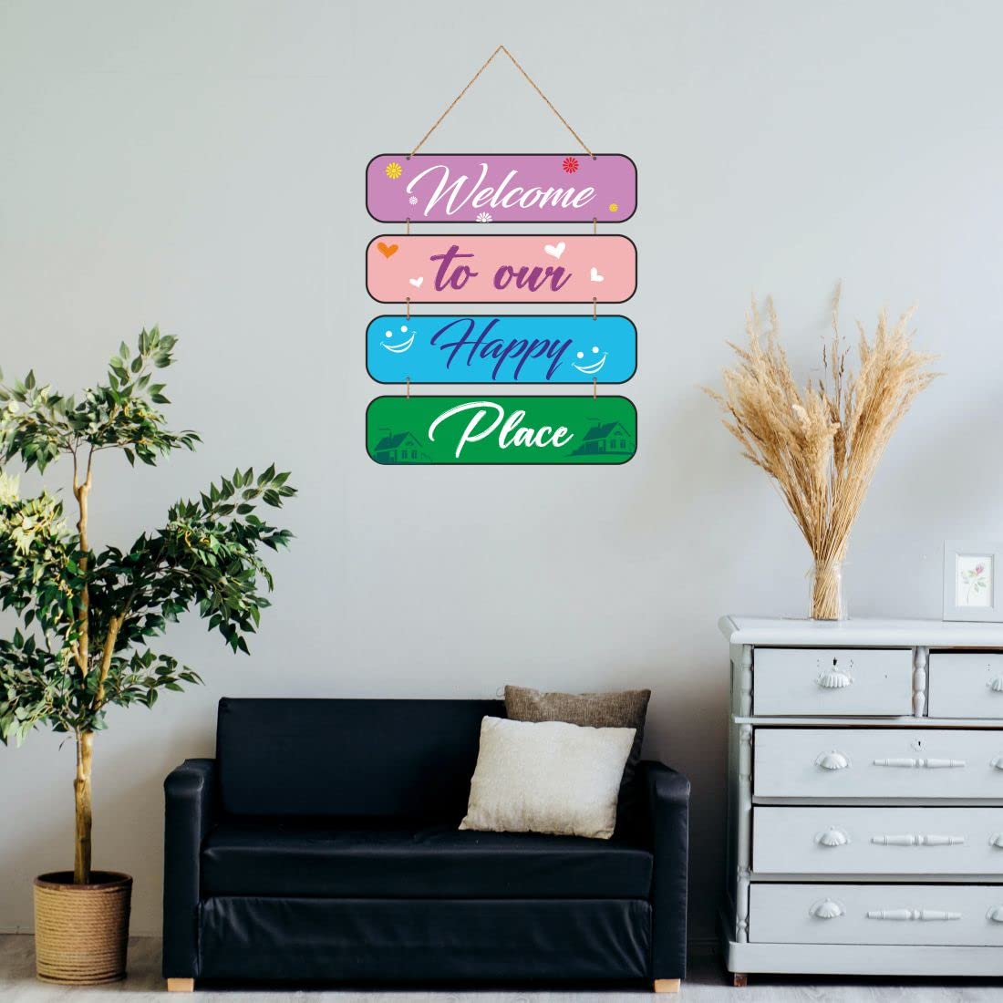 Otidge Happy Place MDF wooden wall hanging - image 4