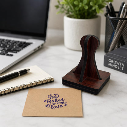 Zesta Baked with Love wooden rubber stamp with black inkpad - image 2